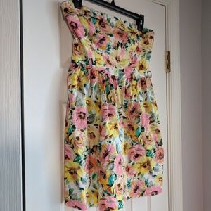 Strapless Watercolor Floral Sundress
